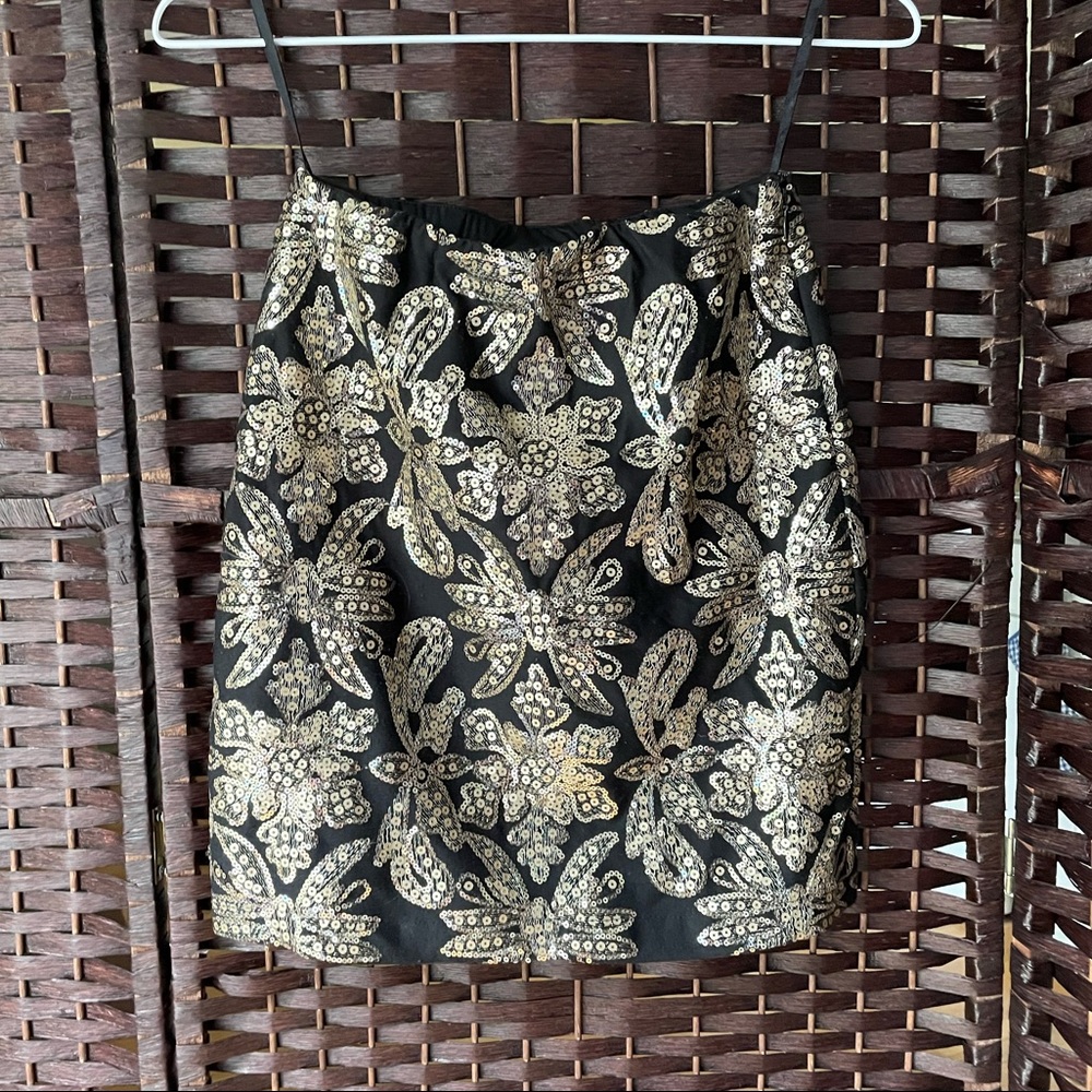 R+J Couture Gold and Black Sequin Dragonfly Skirt - Size Women’s XSmall